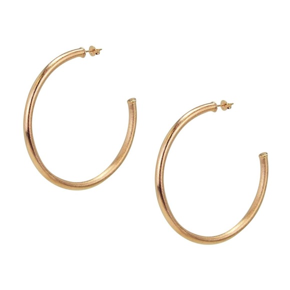 Sheila Fajl Everybody's Favorite 2.25" Tubular Hoop Earrings Brush Rose Gold NEW - Picture 1 of 4